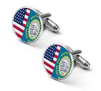 Flag of U.S.A And South Dakota Men's Alloy Cufflinks Classic Cuff Link Fashion Shirt Accessories for Business Party Wedding 1.7cm