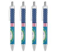 Flag of U.S.A And South Dakota Retractable Ballpoint Pen Black Ink 0.5mm Ball Point Pens Smooth Writing Accessories For Note Taking
