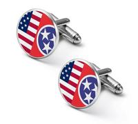Flag of U.S.A And Tennessee Elegant Men’s Cufflinks Lightweight Alloy Cuff Links Clothing Accessories for Shirts Formal 1.7cm