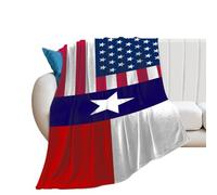 Flag of U.S.A And Texas Flannel Blanket Throw 250g Lightweight Carpet Large Bed Blankets for Sofa Couch Bed 40"*50" （100 * 130cm）