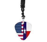 Flag of U.S.A And Texas Vintage Pick Necklace Guitar Bass Pick Pendant &B Steel Music Jewelry for Music Lovers
