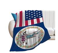 Flag of U.S.A And Virginia Flannel Blanket Throw 250g Lightweight Carpet Large Bed Blankets for Sofa Couch Bed 60"*80"(150 * 200cm)