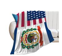 Flag of U.S.A And West Virginia Flannel Blanket Throw 250g Lightweight Carpet Large Bed Blankets for Sofa Couch Bed 50"*60"(130 * 150cm)