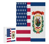 Flag of U.S.A And West Virginia Fun Wooden Picture Vertical Version Puzzle Creative Gift Wood Jigsaw for Adults And Family Game