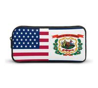 Flag of U.S.A and West Virginia Large Capacity Pencil Case