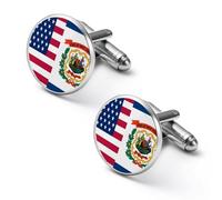 Flag of U.S.A And West Virginia Men's Alloy Cufflinks Classic Cuff Link Fashion Shirt Accessories for Business Party Wedding 2.0cm