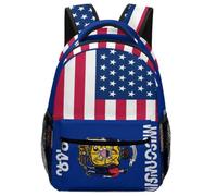 Flag of U.S.A And Wisconsin Cute Travel Backpack for Laptop | Daypack Lightweight Polyester Padded Shoulder Straps Office Travel