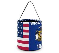 Flag of U.S.A And Wisconsin Halloween Candy Bag Pumpkin Tricking Or Treating Tote Easter Eggs Bucket Best Party Gifts
