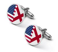 Flag of U.S. And Alabama Men's Cufflinks Classic Alloy Cuff Link Fashion Shirt Accessories for Business Party Wedding 2.0cm