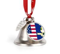 Flag of U.S. And Connecticut Christmas Bell & Sleigh Bells for Tree Decoration Hanging Ornaments Festive Decor Love Bell