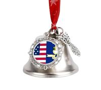 Flag of U.S. And Connecticut Christmas Bell & Sleigh Bells for Tree Decoration Hanging Ornaments Festive Decor Wing Bell