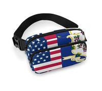 Flag of U.S. and Connecticut Hiking Waist Packs Fanny Pack Adjustable Strap Waist Bag for Walking Running Travel