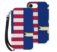 Flag of U.S. And Connecticut Mobile Phone Front Flip Cases Compatible with iPhone 16/16 Plus/16 Pro/16 Pro Max/16 E Anti-Scratch Covers