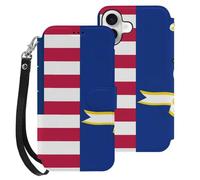 Flag of U.S. And Connecticut Mobile Phone Front Flip Cases Compatible with iPhone 16/16 Plus/16 Pro/16 Pro Max/16 E Anti-Scratch Covers