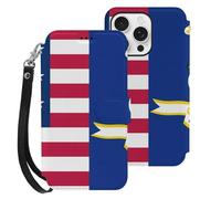 Flag of U.S. And Connecticut Mobile Phone Front Flip Cases Compatible with iPhone 16/16 Plus/16 Pro/16 Pro Max/16 E Anti-Scratch Covers