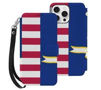 Flag of U.S. And Connecticut Mobile Phone Front Flip Cases Compatible with iPhone 16/16 Plus/16 Pro/16 Pro Max/16 E Anti-Scratch Covers