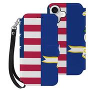 Flag of U.S. And Connecticut Mobile Phone Front Flip Cases Compatible with iPhone 16/16 Plus/16 Pro/16 Pro Max/16 E Anti-Scratch Covers