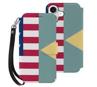Flag of U.S. And Delaware Mobile Phone Front Flip Cases Compatible with iPhone 16/16 Plus/16 Pro/16 Pro Max/16 E Anti-Scratch Covers