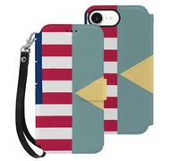 Flag of U.S. And Delaware Mobile Phone Front Flip Cases Compatible with iPhone 16/16 Plus/16 Pro/16 Pro Max/16 E Anti-Scratch Covers