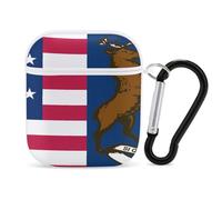 Flag of U.S. And Michigan Headphone & Earphone Cases Compatible with Airpod 1&2 Scratch-Resistant PC Protective Cover with Keychain White-style