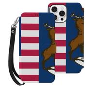 Flag of U.S. And Michigan Mobile Phone Front Flip Cases Compatible with iPhone 16/16 Plus/16 Pro/16 Pro Max/16 E Anti-Scratch Covers
