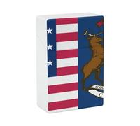 Flag of U.S. And Michigan Plastic Cigarette Case Waterproof Anti-Squeeze Cigarette Box with Snap Closure
