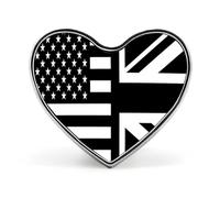 Flag of U.S. And United Kingdom Heart Badge Pin Metal Reel Pins Memorial Brooch Button Lapel Pins for Backpack Wedding