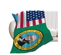 Flag of U.S. And Washington Flannel Blanket Throw 250g Lightweight Carpet Large Bed Blankets for Sofa Couch Bed 40"*50" (100 * 130cm)