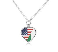 Flag of U.S. Ireland Flag Custom Cremation Jewelry Urn Necklace for Dog Pet Ashes Heart Memorial Pendant