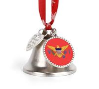 Flag of U.S. Virgin Islands Christmas Bell & Sleigh Bells for Tree Decoration Hanging Ornaments Festive Decor Love Bell
