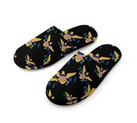 Flag of U.S. Virgin Islands Flannel Men's Slip-on Slippers Winter Warm House Shoes with Rubber Sole for Home Hotel