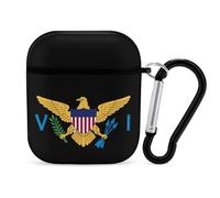 Flag of U.S. Virgin Islands Headphone & Earphone Cases Compatible with Airpod 1&2 Scratch-Resistant PC Protective Cover with Keychain Black-style