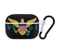 Flag of U.S. Virgin Islands Headphone & Earphone Cases Compatible with Airpod Pro Scratch-Resistant PC Protective Cover with Keychain White-style-33