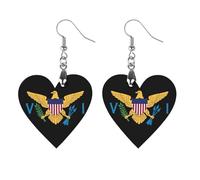 Flag of U.S. Virgin Islands Women Dangle Earrings Elegant Wooden Pendant Earring for Daily Wear Apricot Shaped