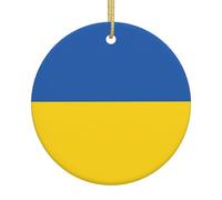 Flag of Ukraine 2025 Festive Custom Round Ceramic Christmas Ornament - 3 Inch Hanging Decor for Tree Home Mall