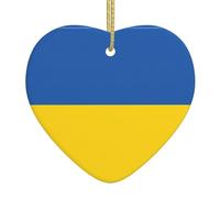 Flag Of Ukraine Christmas Ornaments Tree Decorations Hanging Ornaments Heart Ceramic Outdoor Indoor Home Decor