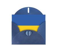 Flag Of Ukraine Horizontal Holiday Card With Blue Heart Shaped Envelope And Write Various Holiday Greetings