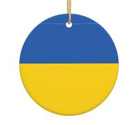 Flag of Ukraine Patterned Ceramic Ornaments, Round Pendants, can be Hung on Christmas Trees or Doors and Windows.