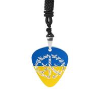 Flag of Ukraine Peace Guitar Picks Necklace Bass Pick Pendant Vintage R&B Steel Music Jewelry for Music Lovers