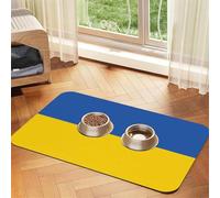 Flag of Ukraine Pet Food Mat 17.2x11.81in Absorbent Non-Slip PU Leather Feeding Mat for Dogs Cats Rubber Bottom Fast Drying Rollable Pet Bowl Placemat