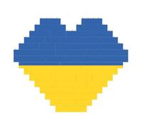Flag of Ukraine Print Art Brick Puzzle Heart Shaped DIY Building Blocks Set 3D Jigsaw Home Decor 53 Pieces