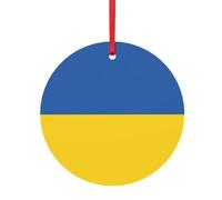 Flag Of Ukraine Print Christmas Tree Hanging Ornament, Double-Sided Aluminum Round Pendant For Xmas Tree And Holiday