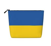 Flag of Ukraine Print Cosmetic Bag for Women,Faux Linen Makeup Bag Large Capacity,Perfect for Travel Daily Use