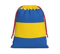 Flag Of Ukraine Print Plush Gift Bags Reusable Drawstring Gift Wrap Bags,For Holiday Candy Party Supplies