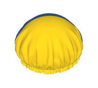 Flag Of Ukraine Print Shower Cap, Lined Shower Cap For Women Reusable, Double Layer Waterproof Bath Cap