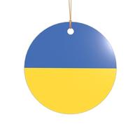 Flag of Ukraine Print Xmas Ornament Hanging Decor, Acrylic Romantic Christmas Decoration for Home Wedding Anniversary