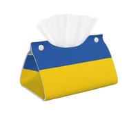 Flag of Ukraine Rectangular leather tissue box, suitable for office, bathroom, home, and car interiors.