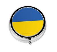 Flag of Ukraine Round Pill boxï¼ŒPill Boxï¼Œ Portable On-The-Go Pocket Pharmacy,
