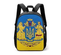 Flag of Ukraine with Coat of Arms Casual Daypack Daily Backpacks Travel Shoulder Bag with Adjustable Straps for Women Men