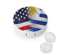 Flag of Uruguay and U.S. Contact Lens Case for Daily Travel